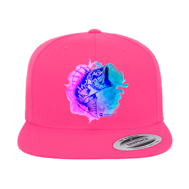 Watercolor Fishing Flat Bill Cap